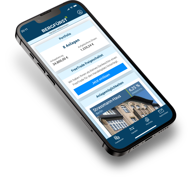 Darstellung eines Smartphones mit unserer App